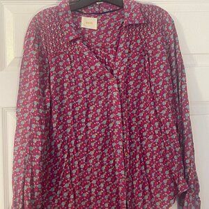 Maeve print button down shirt size S
